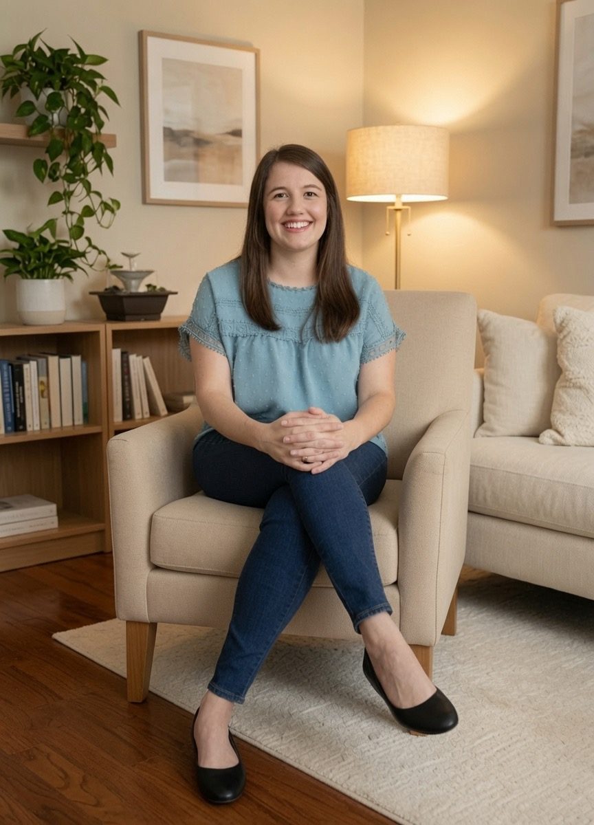 Kirsti Reese, LPC-S, seated in her Houston therapy office